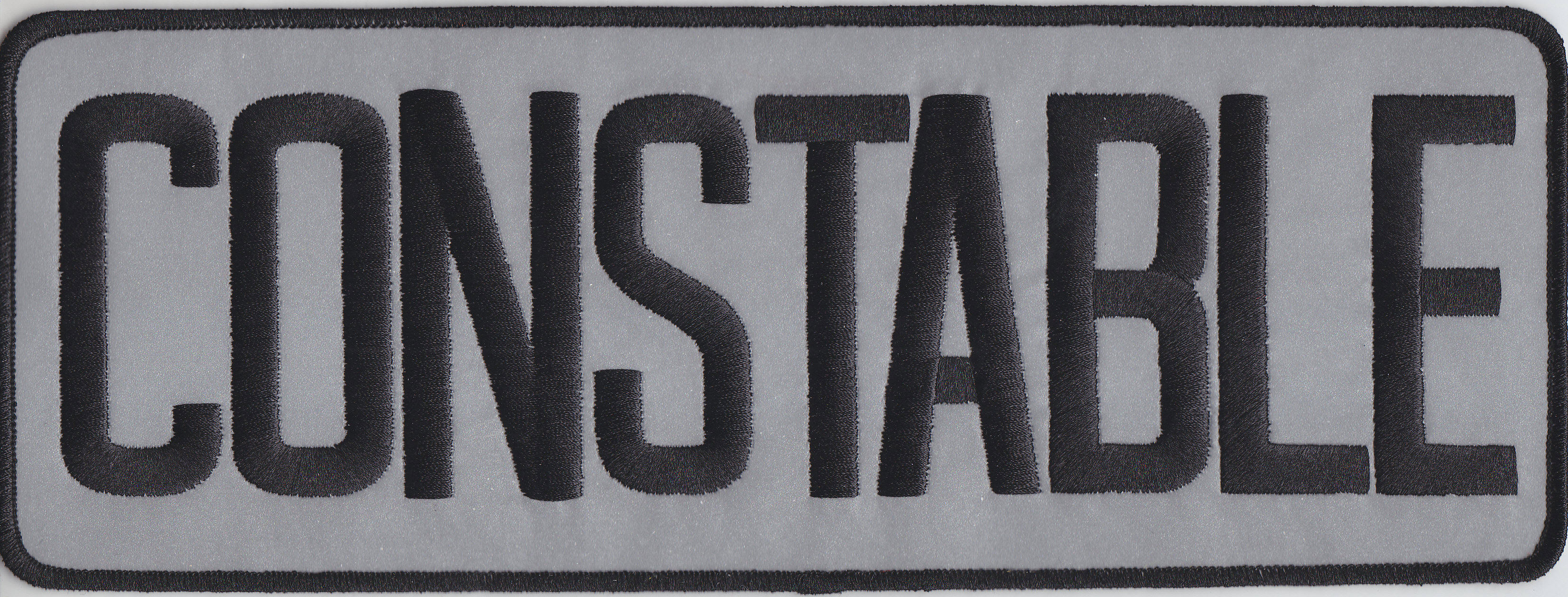 CONSTABLE Black Lettering on REFLECTIVE Grey Back Panel Uniform Patch 11" X 4"